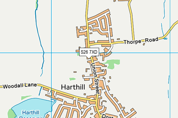 S26 7XD map - OS VectorMap District (Ordnance Survey)