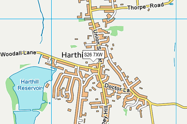 S26 7XW map - OS VectorMap District (Ordnance Survey)