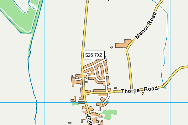 S26 7XZ map - OS VectorMap District (Ordnance Survey)