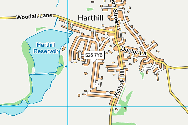 S26 7YB map - OS VectorMap District (Ordnance Survey)