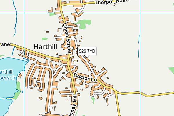 S26 7YD map - OS VectorMap District (Ordnance Survey)