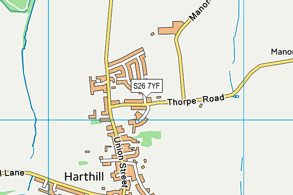 Harthill The Field Cricket Club map (S26 7YF) - OS VectorMap District (Ordnance Survey)