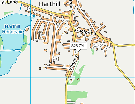 S26 7YL map - OS VectorMap District (Ordnance Survey)