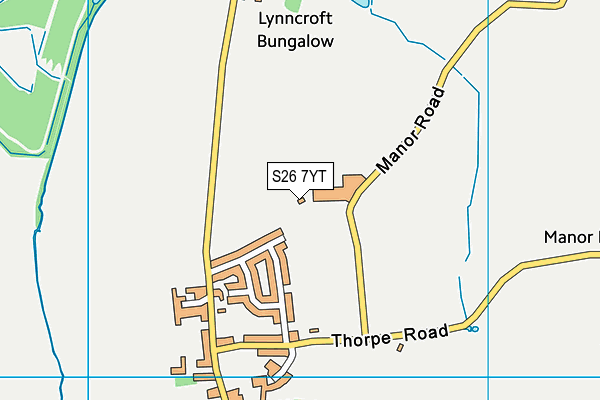 S26 7YT map - OS VectorMap District (Ordnance Survey)