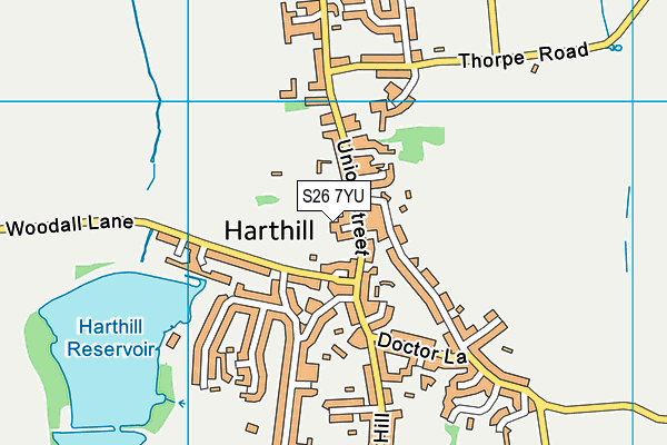 S26 7YU map - OS VectorMap District (Ordnance Survey)