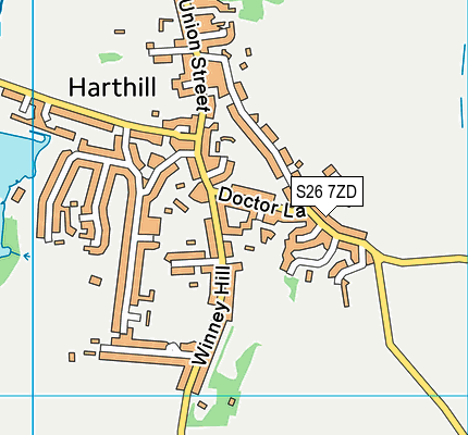 S26 7ZD map - OS VectorMap District (Ordnance Survey)