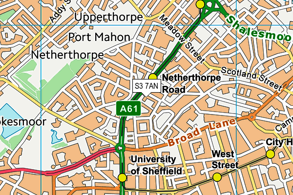 S3 7AN map - OS VectorMap District (Ordnance Survey)