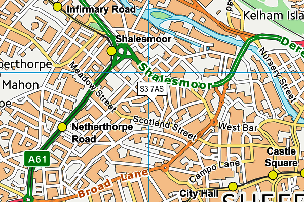 S3 7AS map - OS VectorMap District (Ordnance Survey)