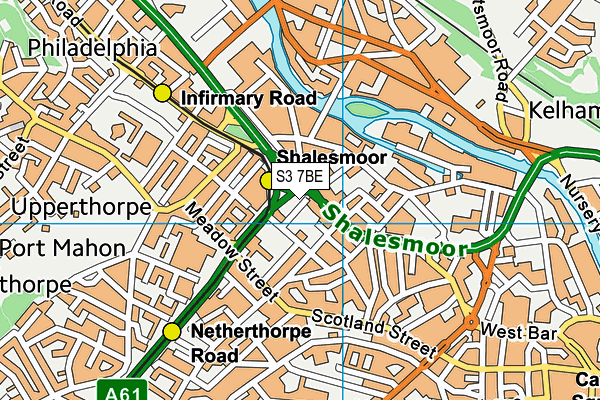 S3 7BE map - OS VectorMap District (Ordnance Survey)