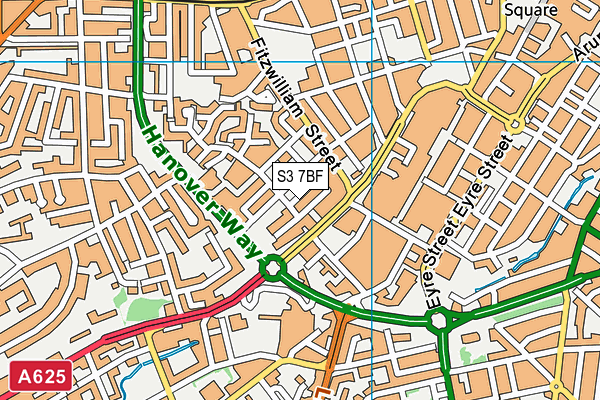 S3 7BF map - OS VectorMap District (Ordnance Survey)