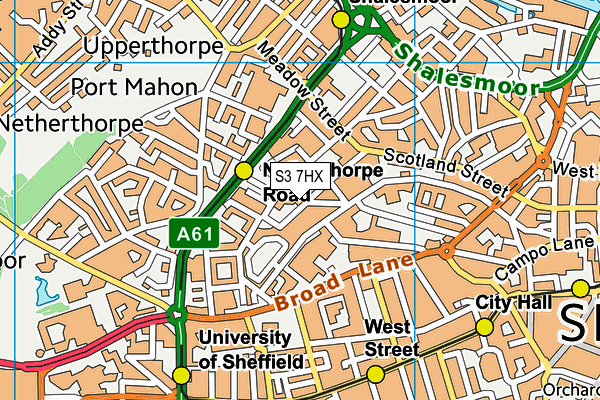 S3 7HX map - OS VectorMap District (Ordnance Survey)