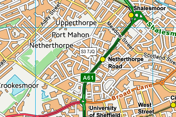 S3 7JQ map - OS VectorMap District (Ordnance Survey)