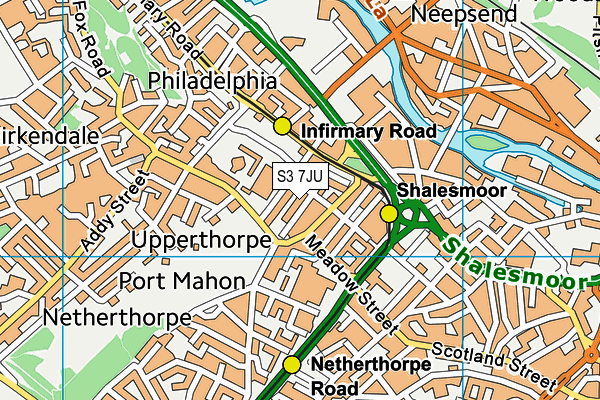 S3 7JU map - OS VectorMap District (Ordnance Survey)