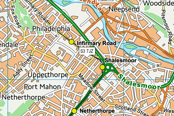 S3 7JZ map - OS VectorMap District (Ordnance Survey)
