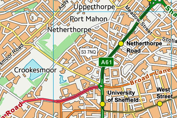 S3 7NQ map - OS VectorMap District (Ordnance Survey)