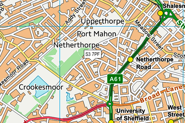 S3 7PF map - OS VectorMap District (Ordnance Survey)
