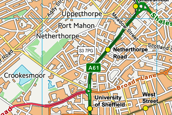 S3 7PG map - OS VectorMap District (Ordnance Survey)