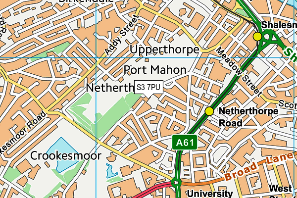 S3 7PU map - OS VectorMap District (Ordnance Survey)