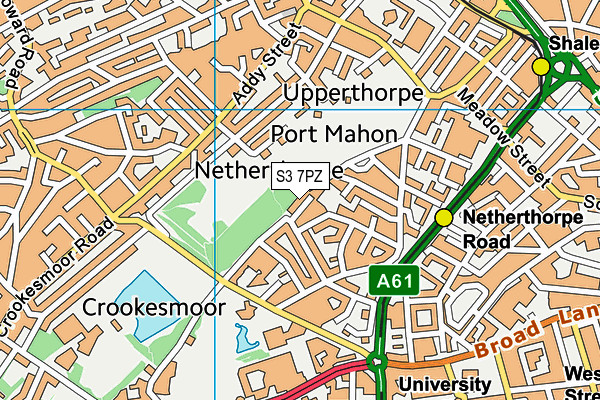S3 7PZ map - OS VectorMap District (Ordnance Survey)