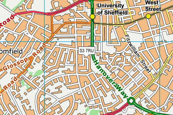 S3 7RU map - OS VectorMap District (Ordnance Survey)