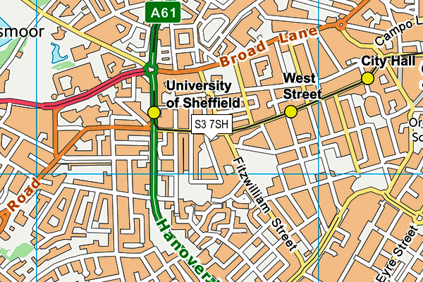 S3 7SH map - OS VectorMap District (Ordnance Survey)