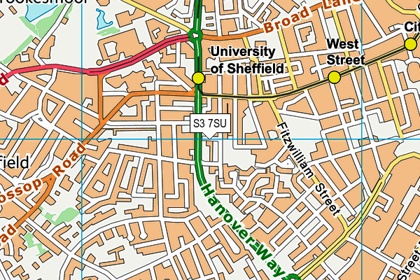 S3 7SU map - OS VectorMap District (Ordnance Survey)