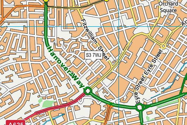 S3 7WJ map - OS VectorMap District (Ordnance Survey)
