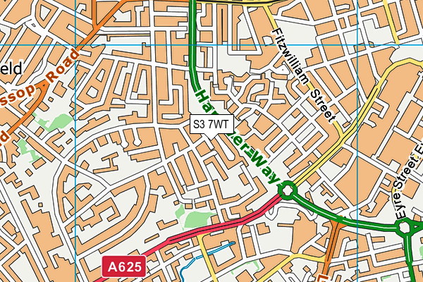 S3 7WT map - OS VectorMap District (Ordnance Survey)