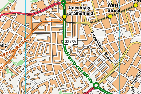 S3 7XA map - OS VectorMap District (Ordnance Survey)