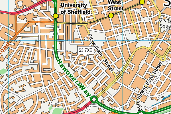 S3 7XE map - OS VectorMap District (Ordnance Survey)