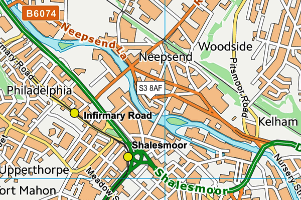 S3 8AF map - OS VectorMap District (Ordnance Survey)