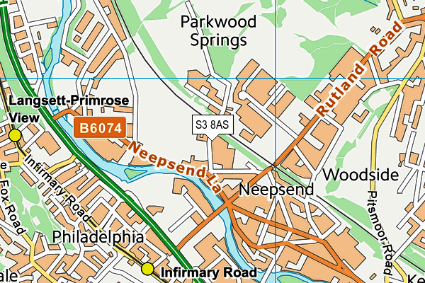 S3 8AS map - OS VectorMap District (Ordnance Survey)