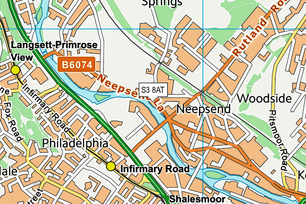 S3 8AT map - OS VectorMap District (Ordnance Survey)