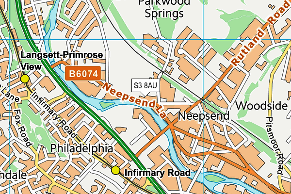 S3 8AU map - OS VectorMap District (Ordnance Survey)