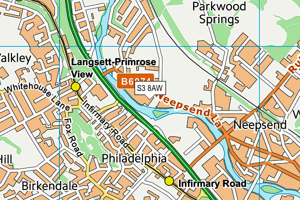 S3 8AW map - OS VectorMap District (Ordnance Survey)