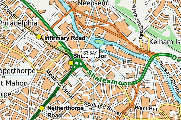 S3 8AY map - OS VectorMap District (Ordnance Survey)