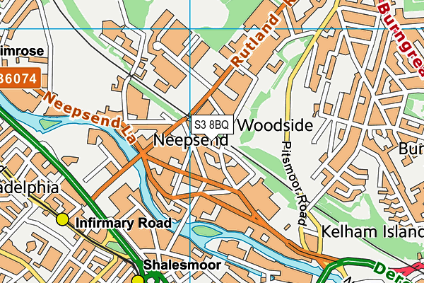 S3 8BQ map - OS VectorMap District (Ordnance Survey)