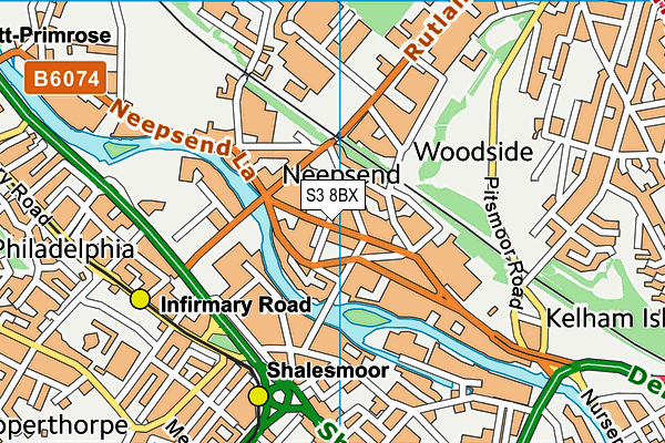 S3 8BX map - OS VectorMap District (Ordnance Survey)