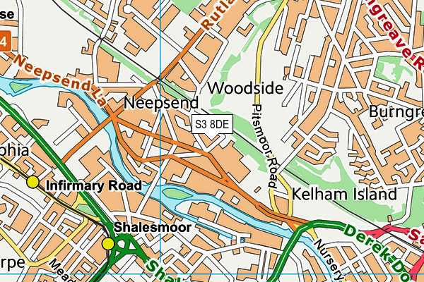 S3 8DE map - OS VectorMap District (Ordnance Survey)