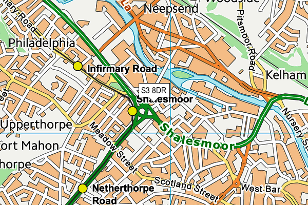 S3 8DR map - OS VectorMap District (Ordnance Survey)