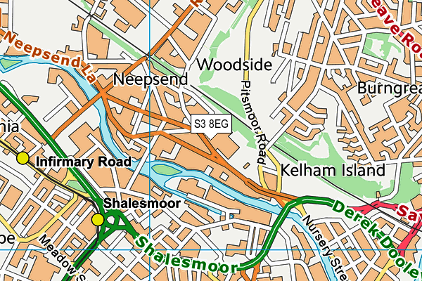 S3 8EG map - OS VectorMap District (Ordnance Survey)