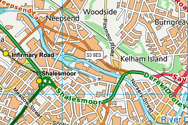 S3 8ES map - OS VectorMap District (Ordnance Survey)