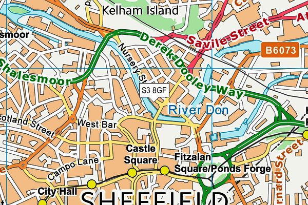 S3 8GF map - OS VectorMap District (Ordnance Survey)