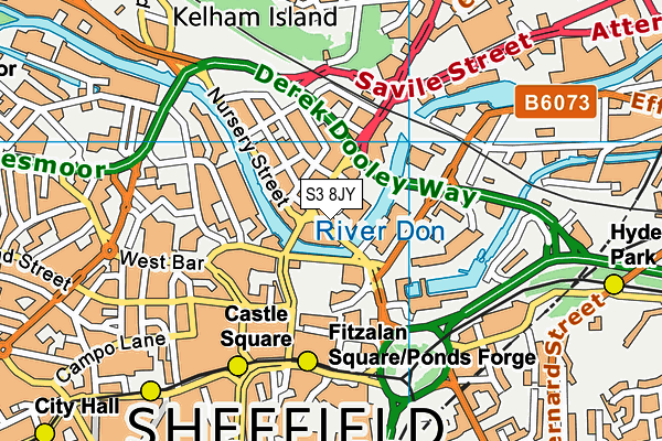 S3 8JY map - OS VectorMap District (Ordnance Survey)