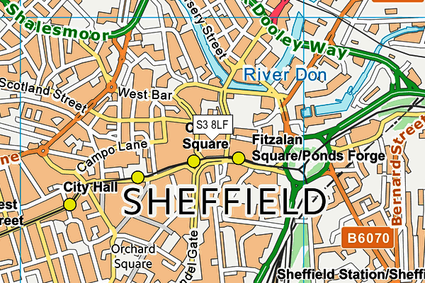 Reviva Health Club For Women (Sheffield) (Closed) map (S3 8LF) - OS VectorMap District (Ordnance Survey)