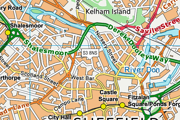 S3 8NS map - OS VectorMap District (Ordnance Survey)