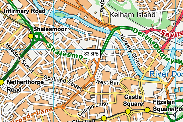 S3 8PB map - OS VectorMap District (Ordnance Survey)