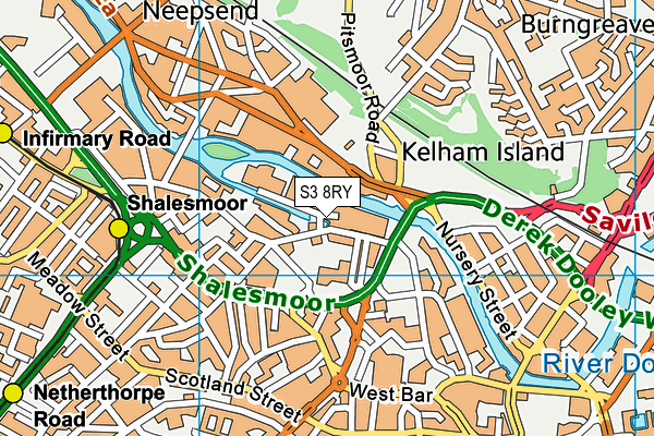 S3 8RY map - OS VectorMap District (Ordnance Survey)