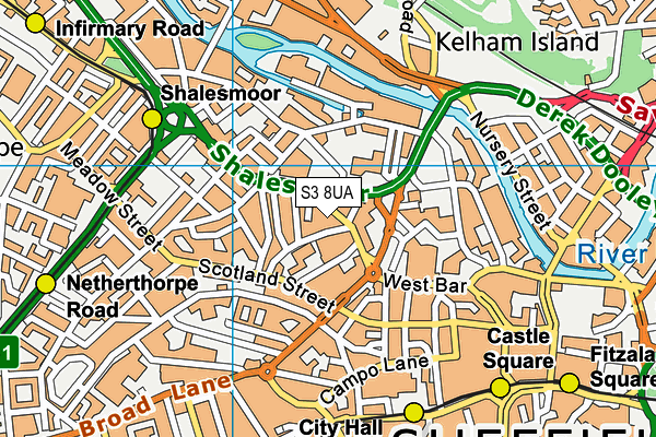 S3 8UA map - OS VectorMap District (Ordnance Survey)