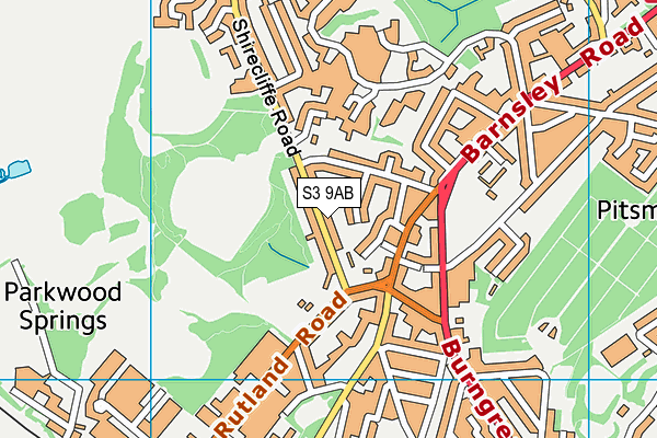 S3 9AB map - OS VectorMap District (Ordnance Survey)